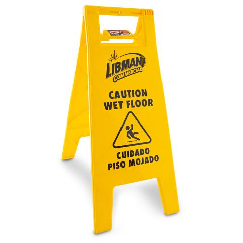 Two-Sided Caution Wet Floor Sign with Clip